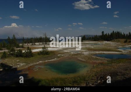 Viste del parco nazionale di Yellowstone, Wyoming, scattate durante la visita dal segretario Dirk Kempthorne e dagli assistenti Foto Stock