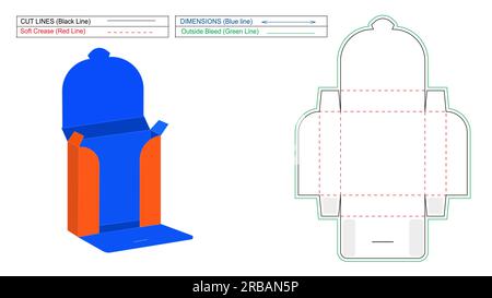 Semplice e flessibile scatola per magliette, scatola per indumenti modello per linee di stampo e illustrazione vettoriale di rendering 3D. Illustrazione Vettoriale