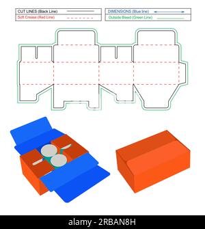 Scatola con due coperchi, piccole confezioni regalo con 2 coperchi, confezione Luxury, scatole favour in due pezzi, Illustrazione Vettoriale