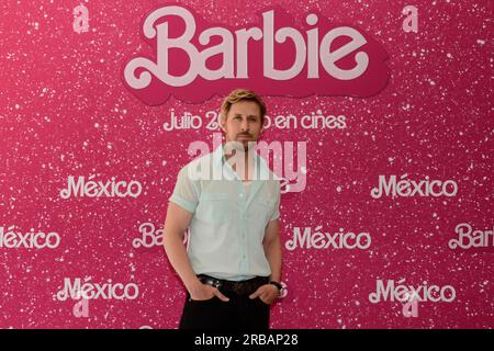 Città del Messico, Messico. 7 luglio 2023. 7 luglio 2023, città del Messico, Messico: Ryan Gosling posa per le foto durante il photocall del film "Barbie" al Mexico City Four Sason Hotel. Il 7 luglio 2023 a città del Messico, Messico. (Foto di Carlos Tischler/ Eyepix Group/Sipa USA) credito: SIPA USA/Alamy Live News Foto Stock