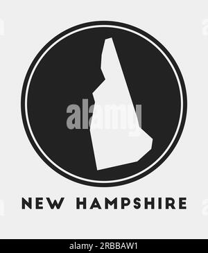 Icona del New Hampshire. Logo rotondo con noi mappa dello stato e titolo. Elegante distintivo del New Hampshire con mappa. Illustrazione vettoriale. Illustrazione Vettoriale