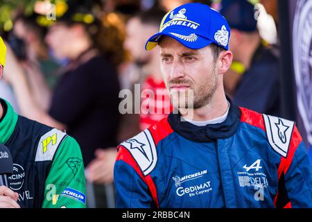 Rodez, Francia. 8 luglio 2023. ASTIER Raphael, RATIER Marie-Noelle, Alpine A110 RGT, ritratto durante il Rallye Aveyron Rouergue Occitanie 2023, 5° round del Championnat de France des Rallyes 2023, dal 17 al 18 giugno a Rodez, Francia - foto Bastien Roux/DPPI Credit: DPPI Media/Alamy Live News Foto Stock