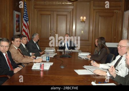 Incontro del Segretario Dirk Kempthorne con il personale senior, Main Interior Foto Stock