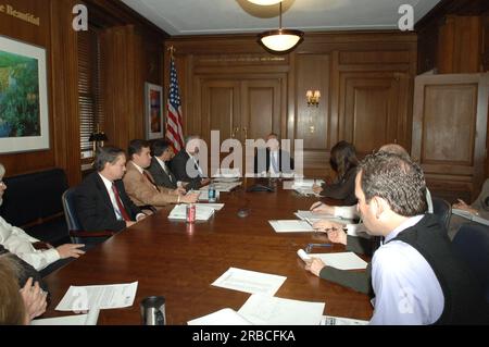 Incontro del Segretario Dirk Kempthorne con il personale senior, Main Interior Foto Stock