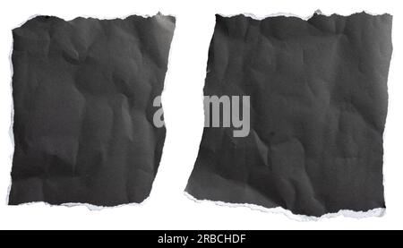 Carta nera strappata in due pezzi con percorso di ritaglio Foto Stock