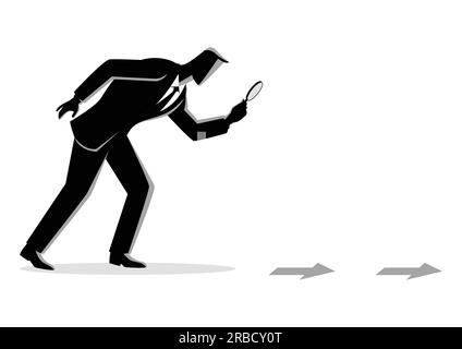 Illustrazione del concetto aziendale. Ricerca, dettagli, indizio Illustrazione Vettoriale