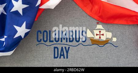 Tessera United States Columbus Day Celebrate. Buon Columbus Day Foto Stock