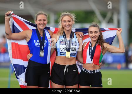 Durante i campionati di atletica leggera del Regno Unito alla Manchester Regional Arena, Manchester, Regno Unito, 8 luglio 2023 (foto di Conor Molloy/News Images) Foto Stock