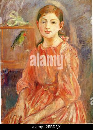 The Artist's Daughter with a Parakeet 1890 di Berthe Morisot Foto Stock