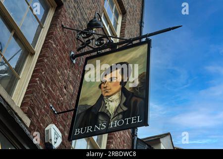 Cartello Burns Hotel pub. Market Street, York. Foto Stock