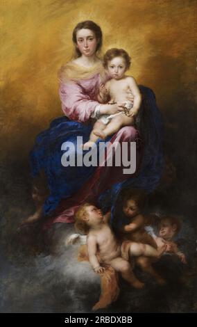 La Madonna del Rosario 1680 di Bartolome Esteban Murillo Foto Stock