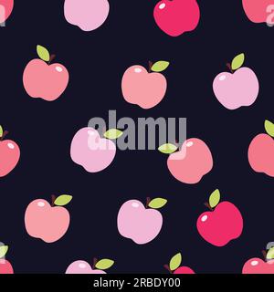 Grazioso motivo di mele rosa. Illustrazione del vettore di frutta Illustrazione Vettoriale