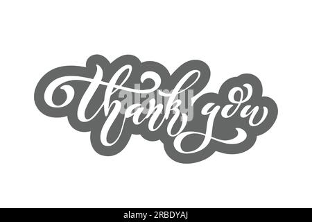 grazie. Moderna calligrafia a pennello. Elementi di design disegnati a mano. Loghi ed emblemi per inviti, biglietti d'auguri, t-shirt. Illustrazione vettoriale. Illustrazione Vettoriale