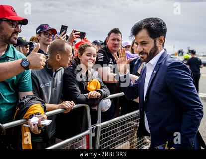 SILVERSTONE - il presidente della FIA Mohammed Ben Sulayem arriva davanti al Gran Premio di Gran Bretagna sul circuito di Silverstone. ANP SEM VAN DER WAL Foto Stock