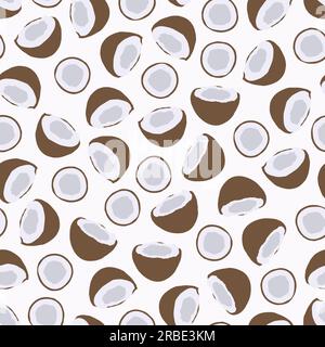 Motivo senza cuciture di cocco - disegno a mano. Sfondo estivo alla moda - copertina bianca. Stampa di cartoni animati, illustrazione vettoriale Illustrazione Vettoriale