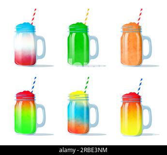 Bevanda ghiacciata alla frutta in vaso di vetro, illustrazione slushy Illustrazione Vettoriale