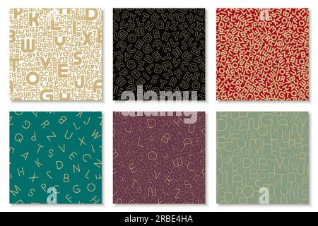 Set di motivi alfabetici vettoriali, copertine, schede. Sfondi eleganti e alla moda con lettere. Stampe eleganti e alla moda Illustrazione Vettoriale