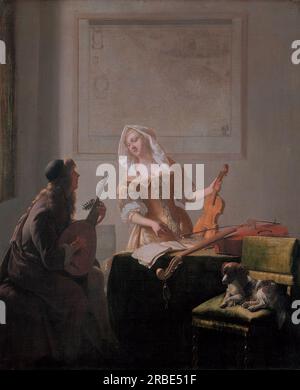 The Music Lesson 1671 di Jacob Ochtervelt Foto Stock