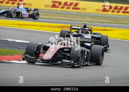 05 POURCHAIRE Theo (fra), ART Grand Prix, Dallara F2, azione durante l'ottava prova del Campionato FIA di Formula 2 2023 dal 7 al 9 luglio 2023 sul circuito di Silverstone, a Silverstone, Regno Unito Foto Stock