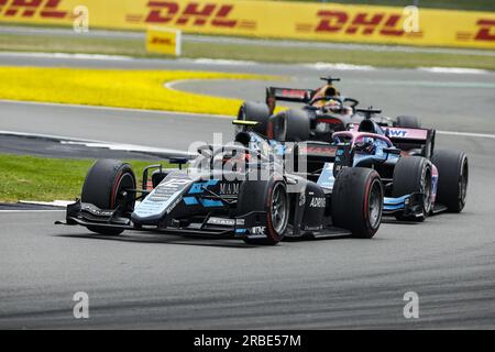 12 LECLERC Arthur (mco), DAMS, Dallara F2, azione durante l'ottavo round del Campionato FIA di Formula 2 2023 dal 7 al 9 luglio 2023 sul circuito di Silverstone, a Silverstone, Regno Unito Foto Stock