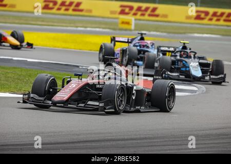 05 POURCHAIRE Theo (fra), ART Grand Prix, Dallara F2, azione durante l'ottava prova del Campionato FIA di Formula 2 2023 dal 7 al 9 luglio 2023 sul circuito di Silverstone, a Silverstone, Regno Unito Foto Stock