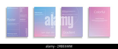 Set di coperture colorate sfumate, modelli, sfondi, cartelloni, brochure, banner, volantini e così via Poster olografici luminosi, schede, cataloghi Illustrazione Vettoriale