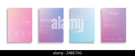 Set di coperture colorate sfumate, modelli, sfondi, cartelloni, brochure, banner, volantini e così via Poster olografici luminosi, schede, cataloghi Illustrazione Vettoriale