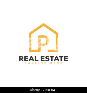 modello di design del logo eps10 vector initial letter p real estate isolato su sfondo bianco Illustrazione Vettoriale