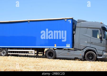 carrello parcheggiato in un campo Foto Stock