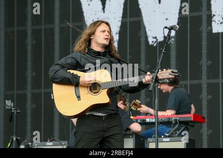 Glasgow, Regno Unito. 9 luglio 2023. Jamie Webster (Londra, 1994) è una cantante, cantautrice e musicista inglese. Un ex elettricista che inizialmente cantava cover nei pub locali nel centro di Liverpool. Crediti: Findlay/Alamy Live News Foto Stock