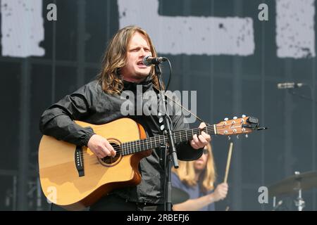 Glasgow, Regno Unito. 9 luglio 2023. Jamie Webster (Londra, 1994) è una cantante, cantautrice e musicista inglese. Un ex elettricista che inizialmente cantava cover nei pub locali nel centro di Liverpool. Crediti: Findlay/Alamy Live News Foto Stock