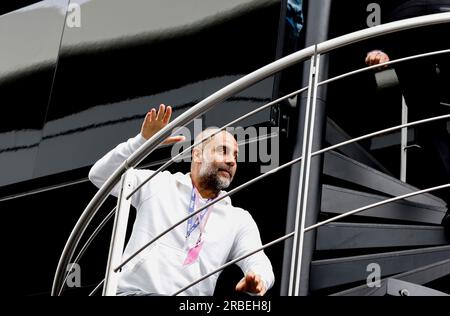 Silverstone, Gran Bretagna. 9 luglio 2023. PEP Guardiola, Gran Premio di Formula 1 di Gran Bretagna sul circuito di Silverstone il 9 luglio 2023 a Silverstone, Gran Bretagna. (Foto di HIGH TWO) credito: dpa/Alamy Live News Foto Stock