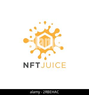 modello di design con logo eps10 vector nft juice o polygon orange juice isolato su sfondo bianco Illustrazione Vettoriale
