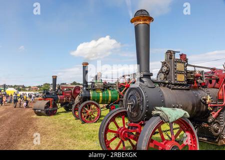 Daresbury, nr Warrington, Cheshire, Regno Unito. 9 luglio 2023. La Cheshire Steam Fair è un evento annuale che si svolge a Daresbury, vicino a Warrington, nel Cheshire. L'evento è stato istituito per oltre 30 anni ed è uno dei principali eventi a vapore nel Cheshire. Crediti: John Hopkins/Alamy Live News Foto Stock