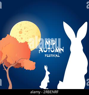 Coniglio da cartolina nel festival lunare di metà autunno Illustrazione Vettoriale