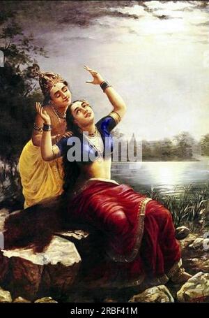 Radha e Madhav 1890 di Raja Ravi Varma Foto Stock