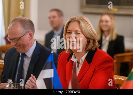 RIGA, Lettonia. 9 luglio 2023. Il Presidente della Lettonia incontra i deputati lituani, estoni, polacchi, tedeschi e ucraini. Riga, Lettonia. Crediti: Gints Ivuskans/Alamy Live News Foto Stock