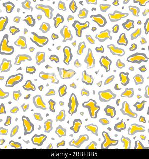 Stampa leopardo. Ripetizione senza cuciture. Punto animale ripetuto. Sfondo grafico giallo. Pelle ripetuta jaguar per stampe di design. Ripetizione astratta texture Illustrazione Vettoriale