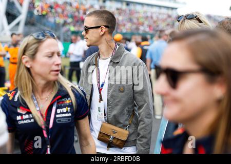 Silverstone, Gran Bretagna. 9 luglio 2023. Romeo Beckham, Gran Premio di Gran Bretagna sul circuito di Silverstone il 9 luglio 2023 a Silverstone, Gran Bretagna. (Foto di HIGH TWO) credito: dpa/Alamy Live News Foto Stock