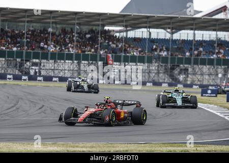 55 SAINZ Carlos (spa), Scuderia Ferrari SF-23, azione durante il Gran Premio britannico di Formula 1 2023 Aramco, decimo round del Campionato Mondiale di Formula 1 2023 dal 7 al 9 luglio 2023 sul circuito di Silverstone, a Silverstone, Regno Unito Foto Stock