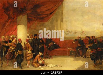 Intervista con il viceré d'Egitto al suo palazzo ad Alessandria 1849 di David Roberts Foto Stock