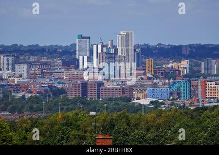 Leeds City Centre Skyline 9 luglio 2023, West Yorkshire, Regno Unito Foto Stock