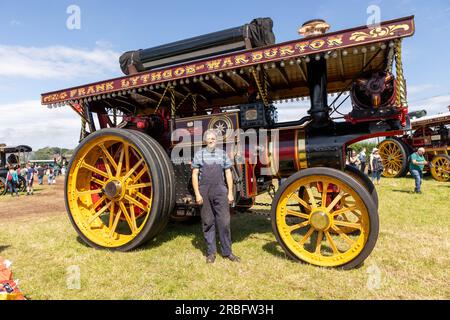 Daresbury, nr Warrington, Cheshire, Regno Unito. 9 luglio 2023. La Cheshire Steam Fair è un evento annuale che si svolge a Daresbury, vicino a Warrington, nel Cheshire. L'evento è stato istituito per oltre 30 anni ed è uno dei principali eventi a vapore nel Cheshire. Crediti: John Hopkins/Alamy Live News Foto Stock