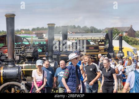 Daresbury, nr Warrington, Cheshire, Regno Unito. 9 luglio 2023. La Cheshire Steam Fair è un evento annuale che si svolge a Daresbury, vicino a Warrington, nel Cheshire. L'evento è stato istituito per oltre 30 anni ed è uno dei principali eventi a vapore nel Cheshire. Crediti: John Hopkins/Alamy Live News Foto Stock