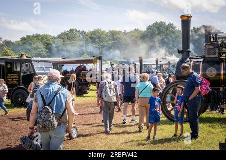 Daresbury, nr Warrington, Cheshire, Regno Unito. 9 luglio 2023. La Cheshire Steam Fair è un evento annuale che si svolge a Daresbury, vicino a Warrington, nel Cheshire. L'evento è stato istituito per oltre 30 anni ed è uno dei principali eventi a vapore nel Cheshire. Crediti: John Hopkins/Alamy Live News Foto Stock