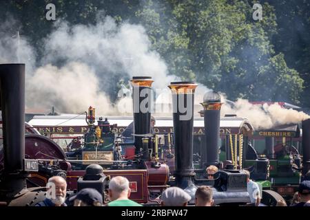 Daresbury, nr Warrington, Cheshire, Regno Unito. 9 luglio 2023. La Cheshire Steam Fair è un evento annuale che si svolge a Daresbury, vicino a Warrington, nel Cheshire. L'evento è stato istituito per oltre 30 anni ed è uno dei principali eventi a vapore nel Cheshire. Crediti: John Hopkins/Alamy Live News Foto Stock
