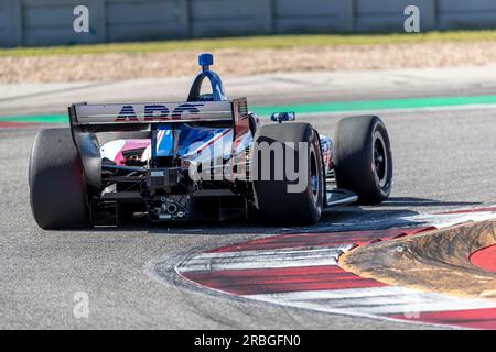 TONY KANAAN (14) del Brasile attraversa le curve durante le prove di prova per l'IndyCar Spring test al Circuit of the Americas di Austin, Texas Foto Stock