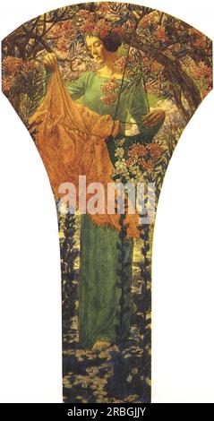 Femme Au Berceau Parmi Les Fleurs di Carlos Schwabe Foto Stock