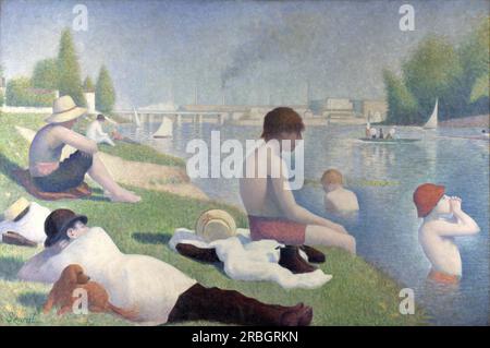 Bathers at Asnières 1884 di Georges Seurat Foto Stock