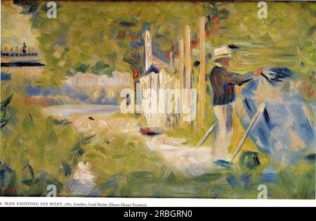 Man Painting His Boat 1883; France di Georges Seurat Foto Stock